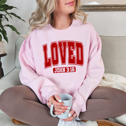 'LOVED' John 3:16 Soft Crewneck Sweatshirt