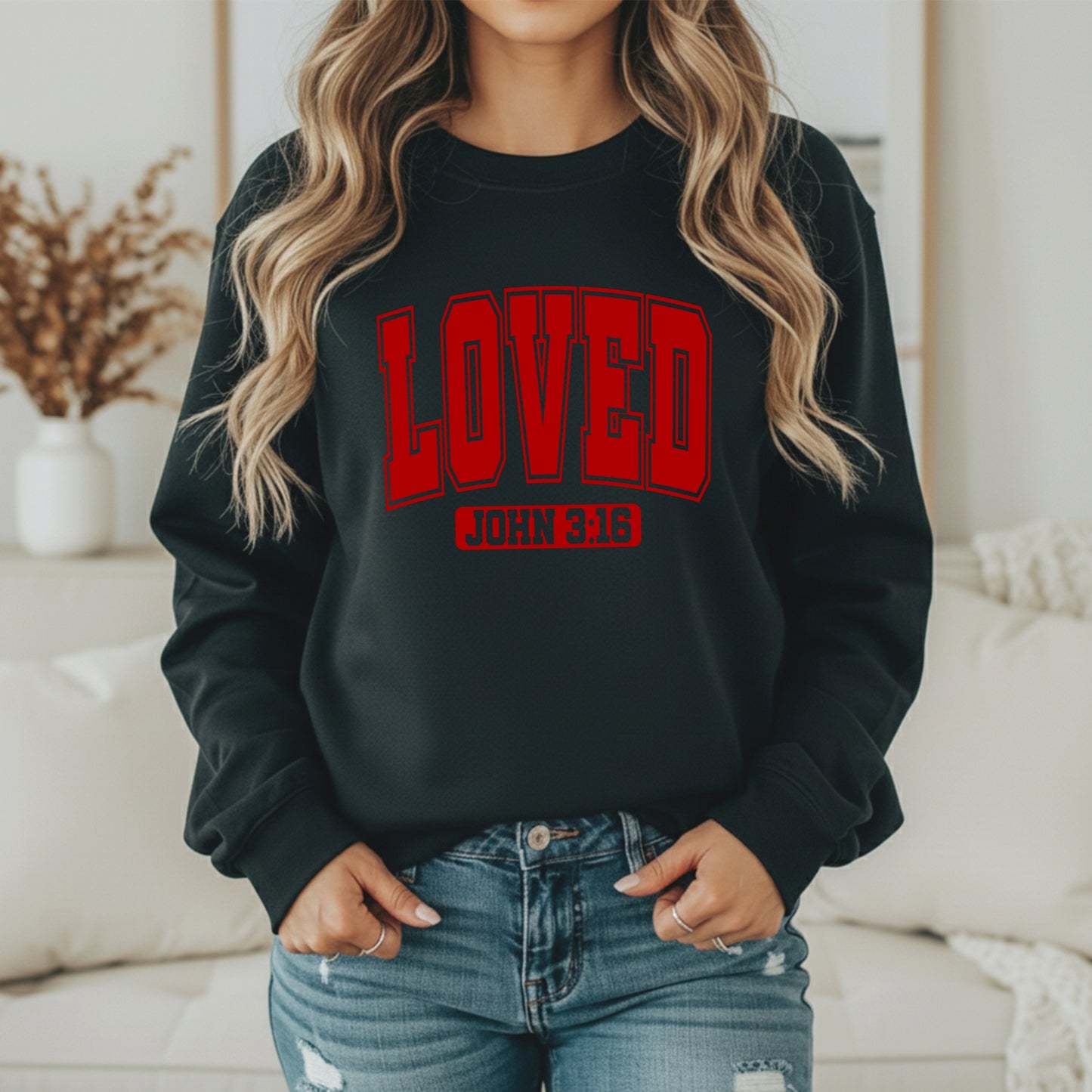 'LOVED' John 3:16 Soft Crewneck Sweatshirt