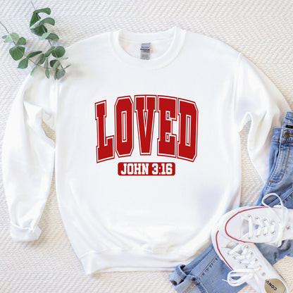 'LOVED' John 3:16 Soft Crewneck Sweatshirt