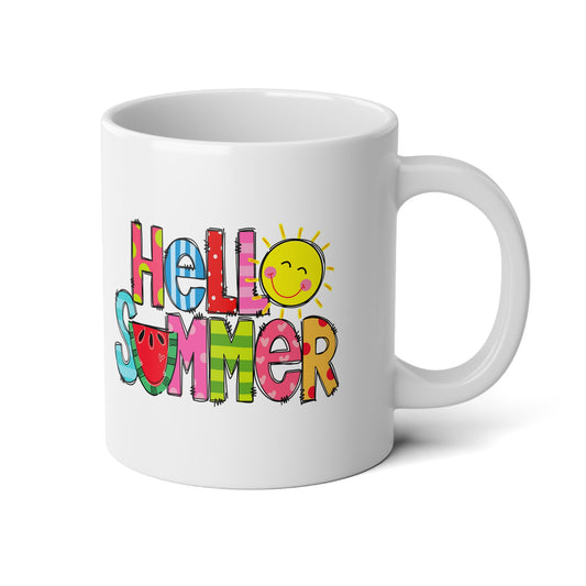 Hello Summer Jumbo Mug - White Ceramic 20 oz