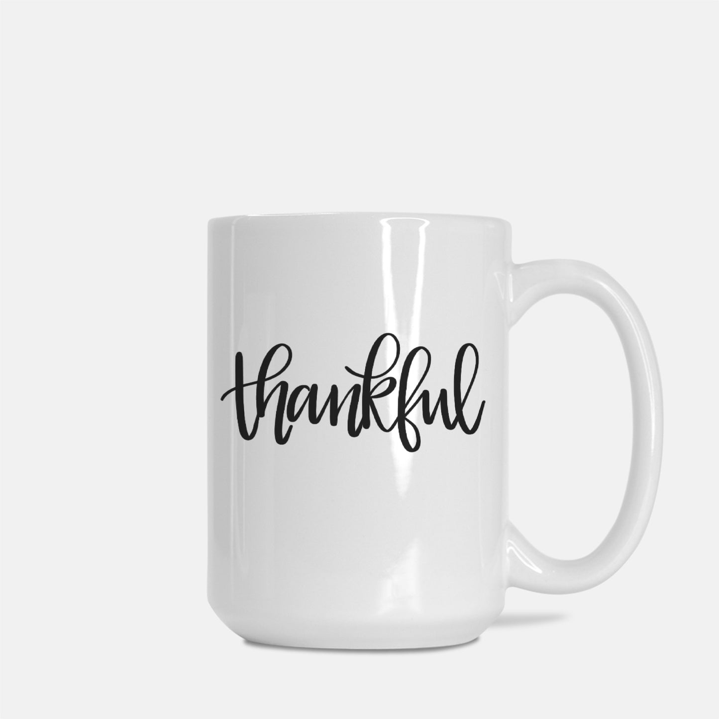 Deluxe Two-Sided Thankful White Ceramic Mug 15oz.