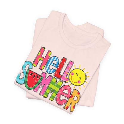 Hello Summer  Women's Tee - Cheerful Vibe Soft Cotton T Shirt