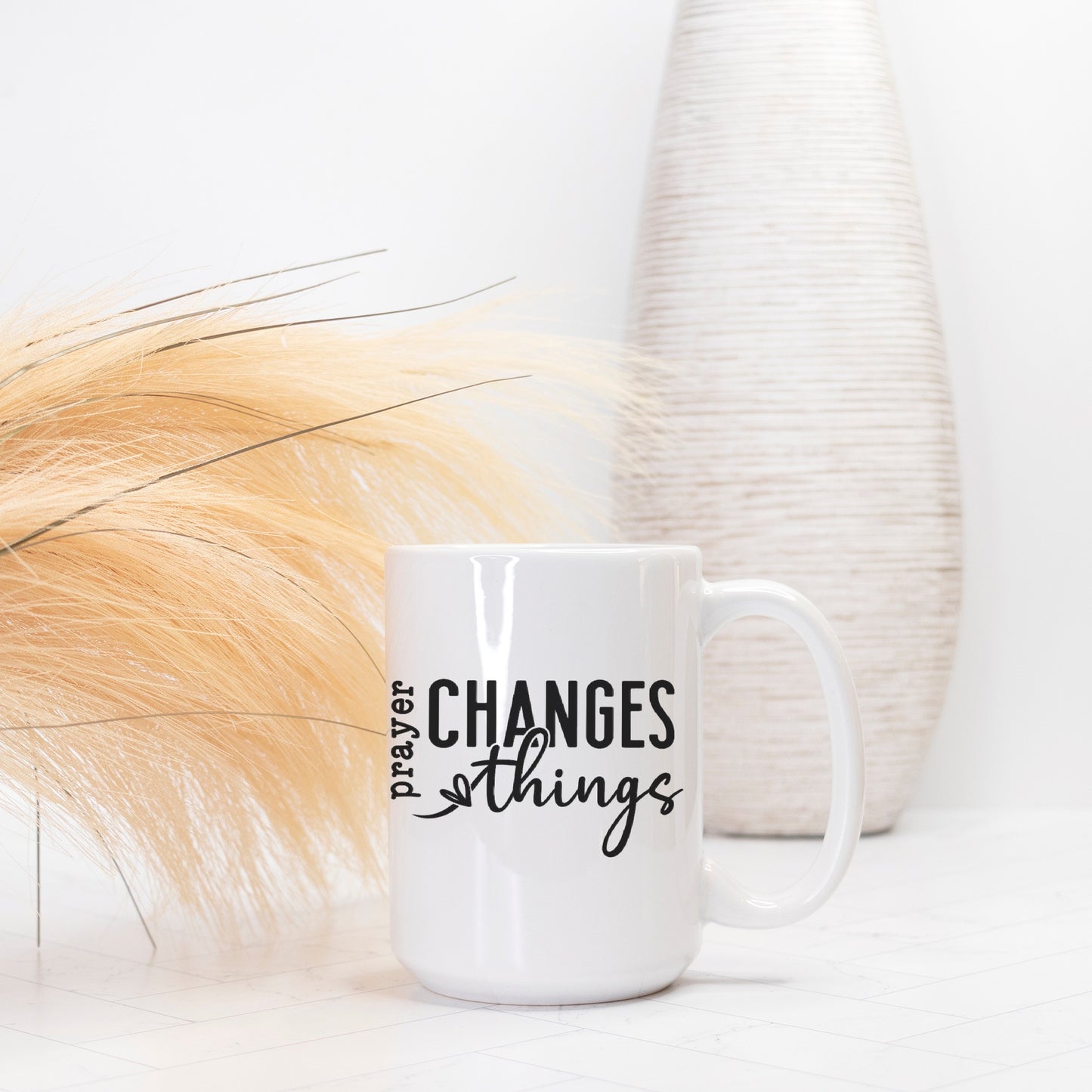 'Prayer Changes Things' White Deluxe Ceramic Mug 15oz.
