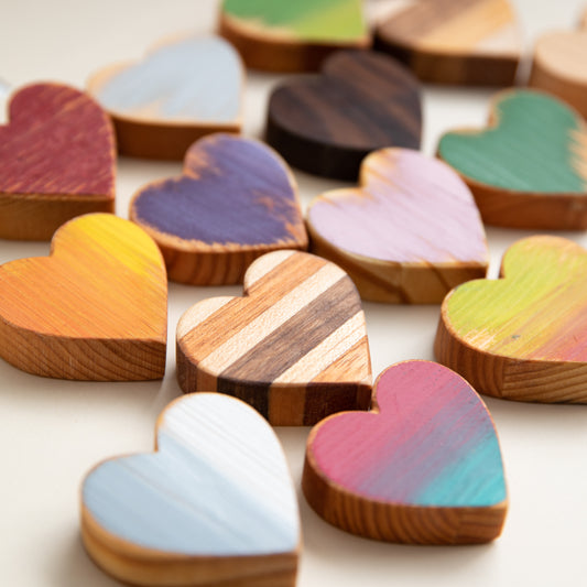 Hand Painted, Hand Carved Reclaimed Wood Hearts