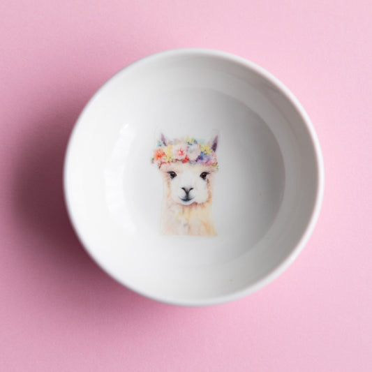 Llama Floral Ceramic Jewelry Trinket Dish