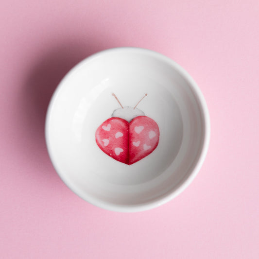 Love Bug White Ceramic Jewelry Trinket Dish