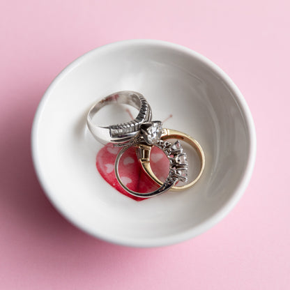 Love Bug White Ceramic Jewelry Trinket Dish