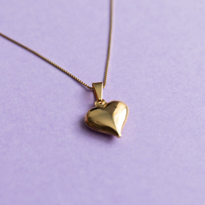 18K Gold Filled Puffy Heart Charm Pendant – 3D 25mm Gift for Her
