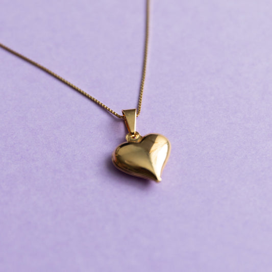 18K Gold Filled Puffy Heart Charm Pendant – 3D 25mm Gift for Her