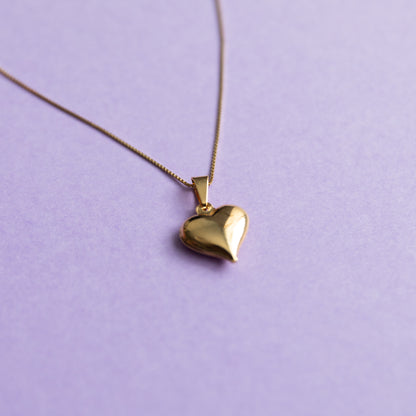 18K Gold Filled Puffy 3D 25mm Heart Charm Pendant