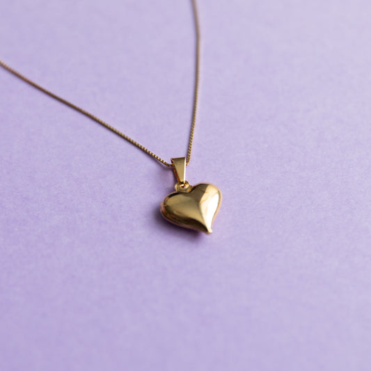 18K Gold Filled Puffy 3D 25mm Heart Charm Pendant