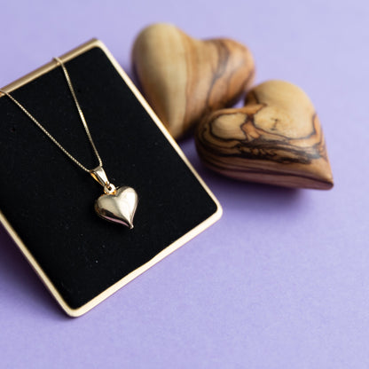 18K Gold Filled Puffy Heart Charm Pendant – 3D 25mm Gift for Her
