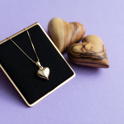 18K Gold Filled Puffy 3D 25mm Heart Charm Pendant