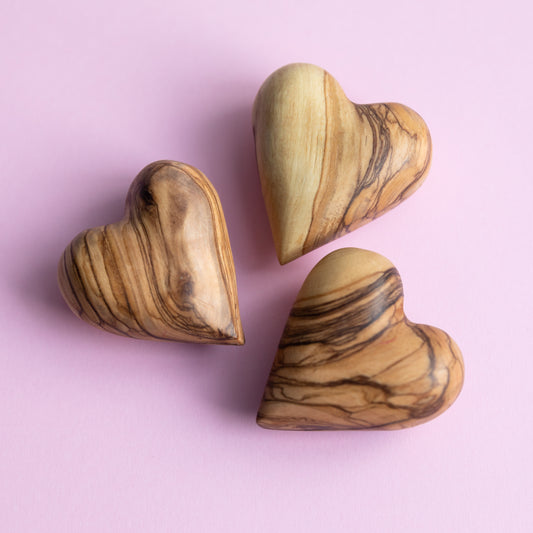 Prayer Hearts, Hand Crafted Olive Wood, Authentic, Holy Land Prayer Hearts