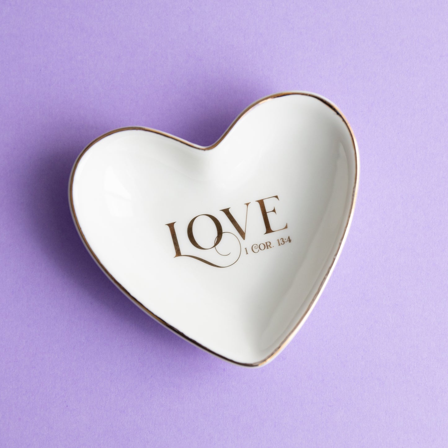 Heart Shape "Love" Jewelry White Trinket Tray