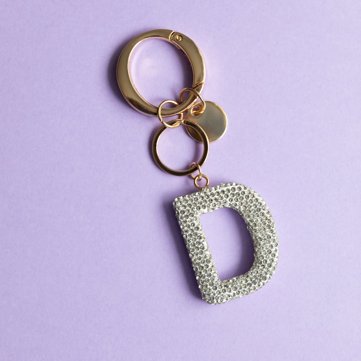 White & Black Bling Initial Key Chains