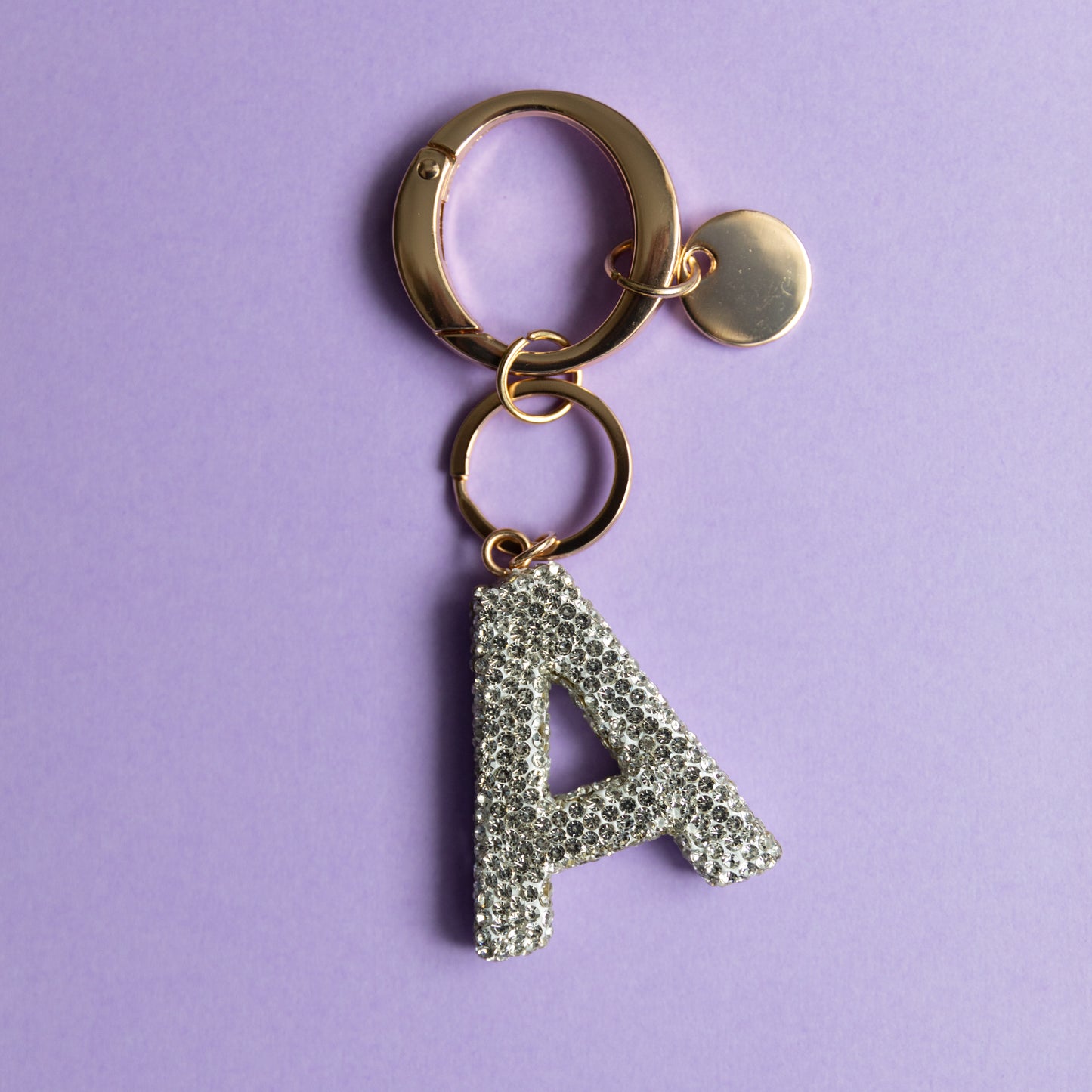 White & Black Bling Initial Key Chains