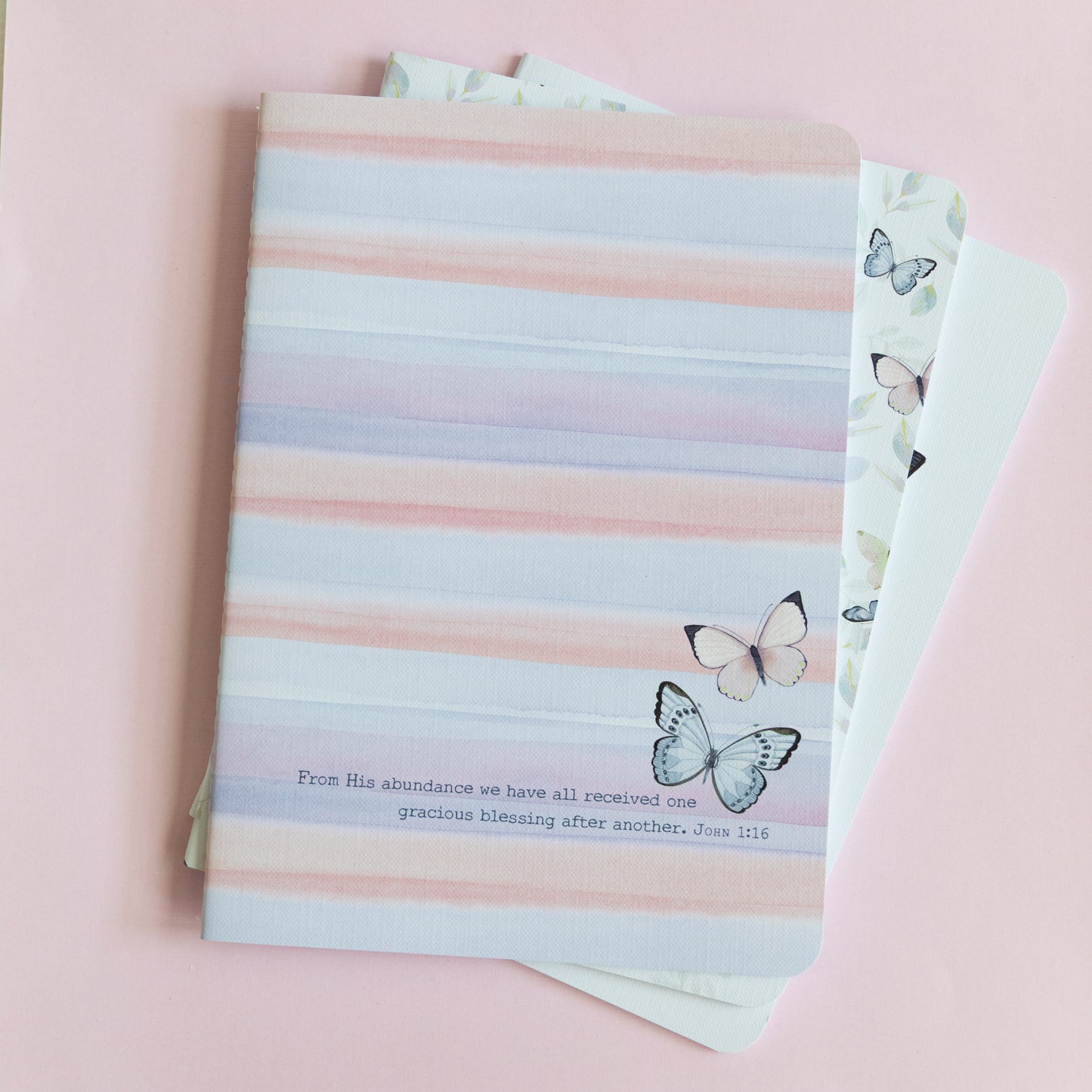 Butterfly Blessed Journal Set of 3 — Lined Notebooks | John 1:16