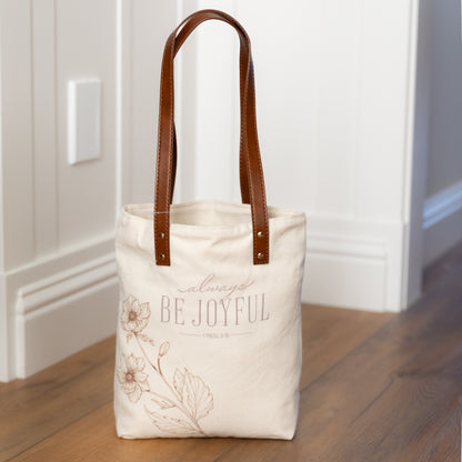Faith-Inspired Canvas Tote Bag | Bible Verse & Floral Design