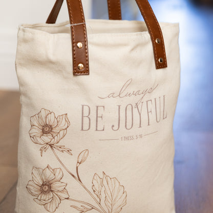Faith-Inspired Canvas Tote Bag | Bible Verse & Floral Design