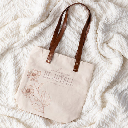 Faith-Inspired Canvas Tote Bag | Bible Verse & Floral Design