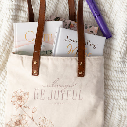 Faith-Inspired Canvas Tote Bag | Bible Verse & Floral Design