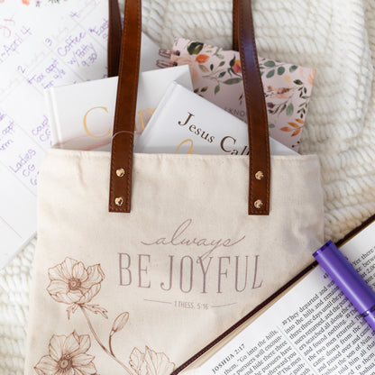 Faith-Inspired Canvas Tote Bag | Bible Verse & Floral Design