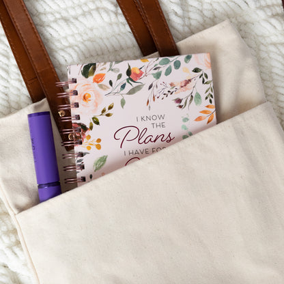 Faith-Inspired Canvas Tote Bag | Bible Verse & Floral Design