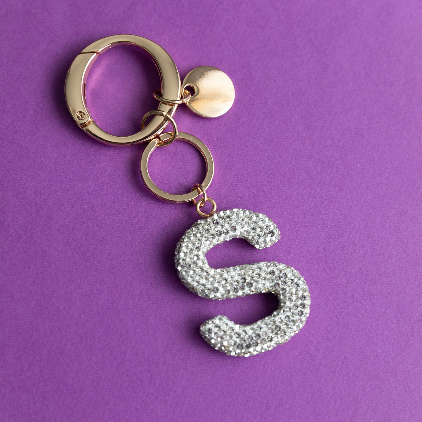 White & Black Bling Initial Key Chains