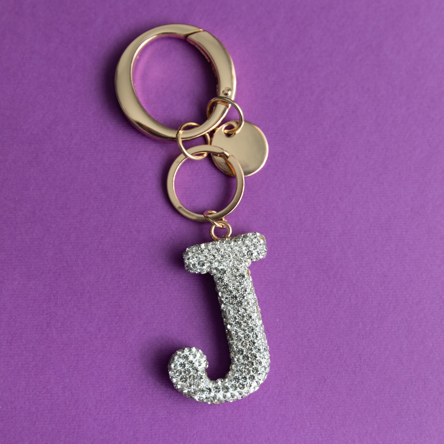 White & Black Bling Initial Key Chains