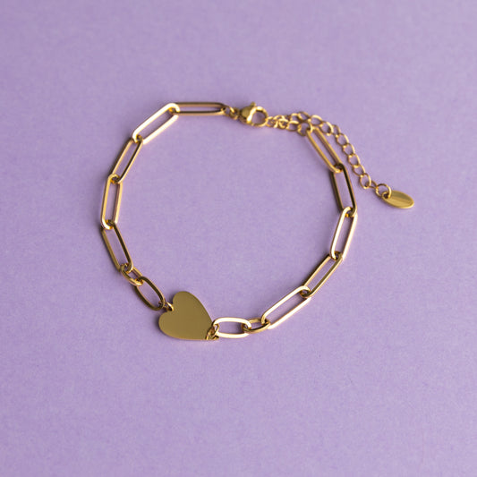 Link  Design Heart Charm Bracelet