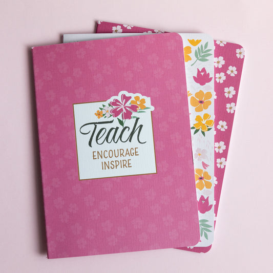 Notebooks-Set of 3 Soft Cover Teach.. Bible Verse Zeph. 3:17