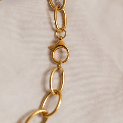 Big Love Gold Chain Necklace | Oversized Heart Pendant | 17" Handmade Statement Necklace
