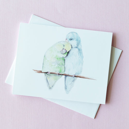 Love Birds Watercolor Greeting Card