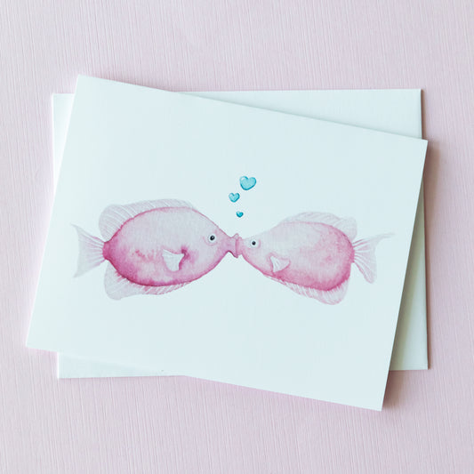 Love Theme Kissing Fish Greeting Card