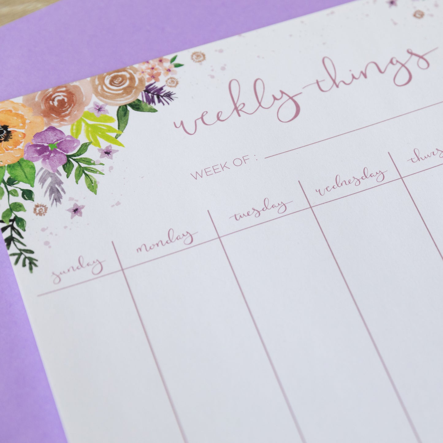 Weekly Things Planner - Large Note Pad