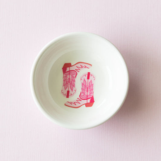 Hot Pink Cowgirl Boots Ceramic Jewelry Trinket Dish