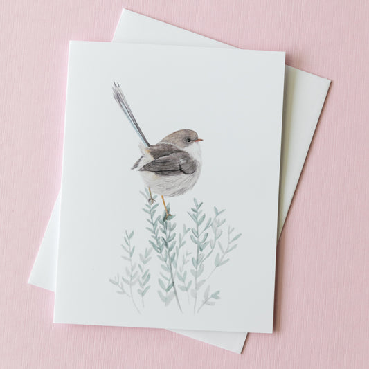 Bird, Hand Painted Greeting Card, Brown Wren, Spring Bird Greeting Card