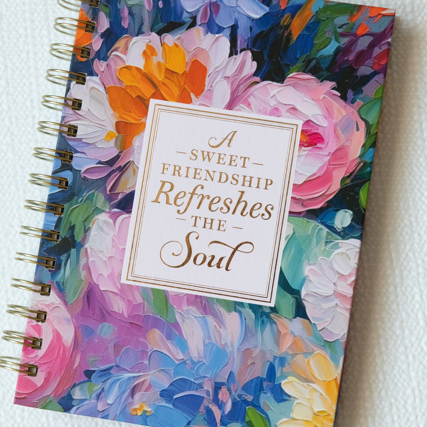 Floral Colorful Brushstroke Design Ladies Journal- 'A Sweet Friendship Refreshes the Soul'