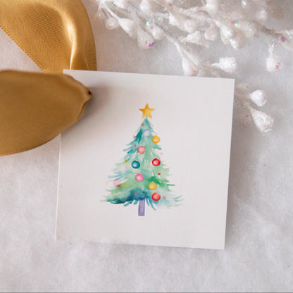 Christmas Tree Design 3" Gift Tags Set of 10 - White  Double Sided