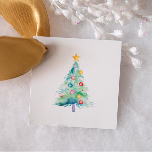 Christmas Tree Design 3" Gift Tags Set of 10 - White  Double Sided