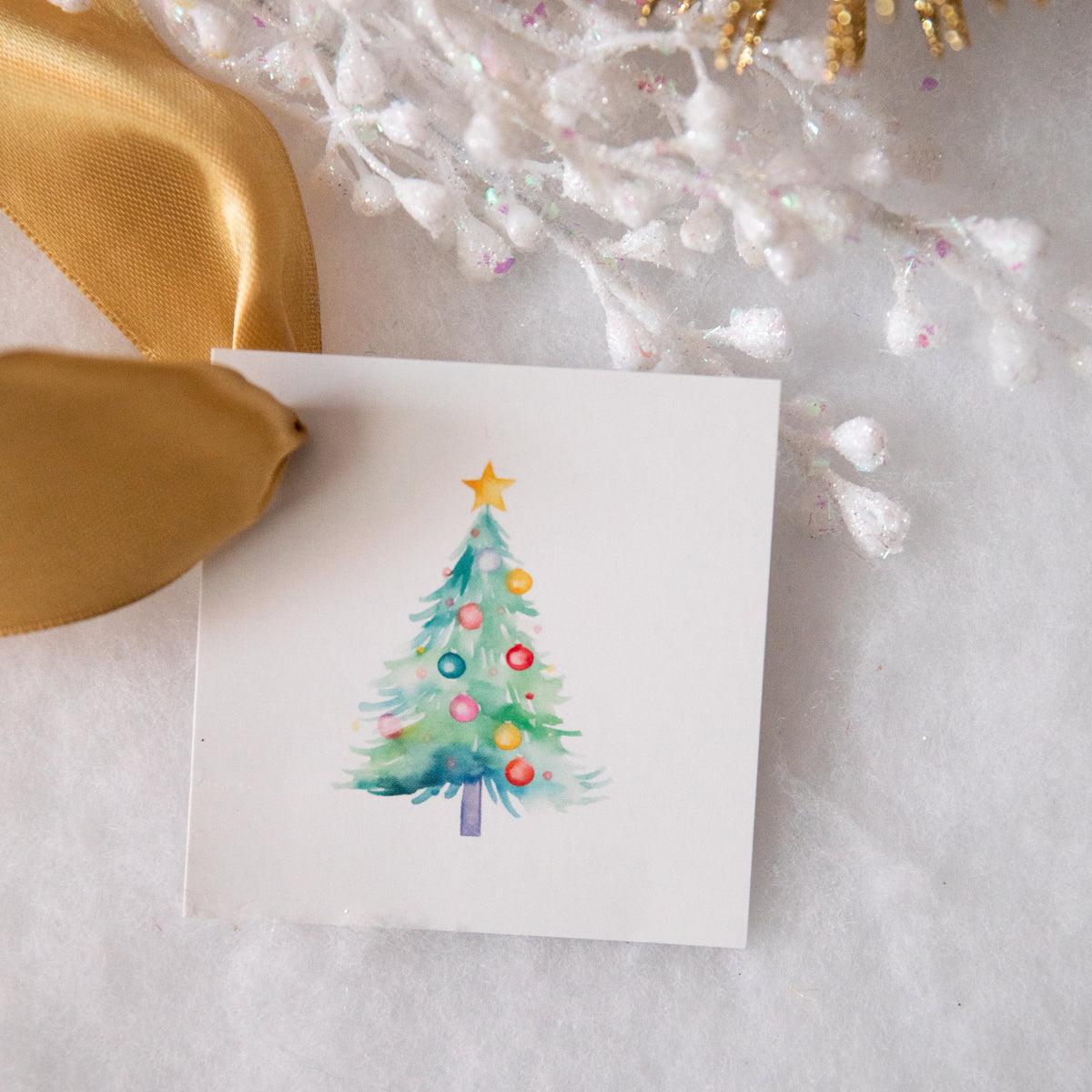 Christmas Tree Gift Tags | 3" Square Cardstock | Set of 10
