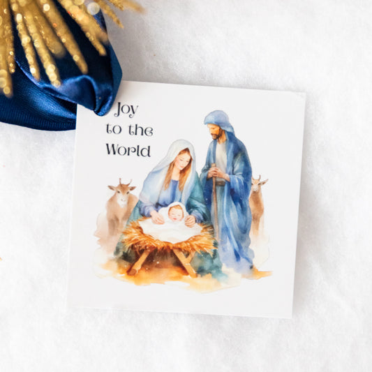 'Joy to the World' Christmas Gift Tags | 3" Square Cardstock | Set of 10