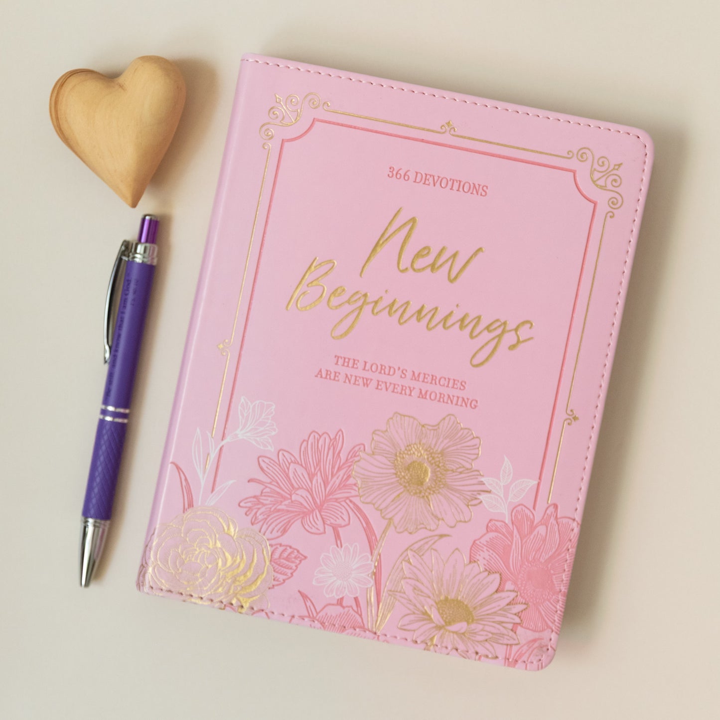 'New Beginnings' Women's Daily Devotional Pink Faux Leather