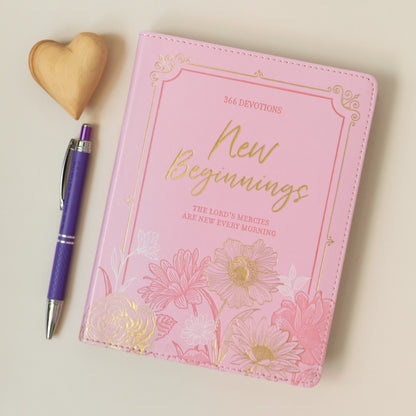 'New Beginnings' Women's Daily Devotional Pink Faux Leather