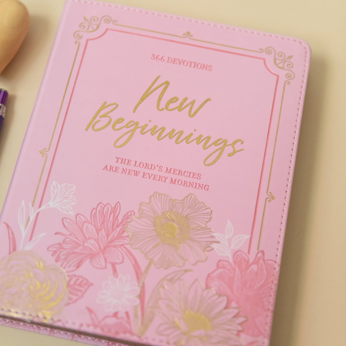 'New Beginnings' Women's Daily Devotional Pink Faux Leather