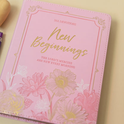 'New Beginnings' Women's Daily Devotional Pink Faux Leather