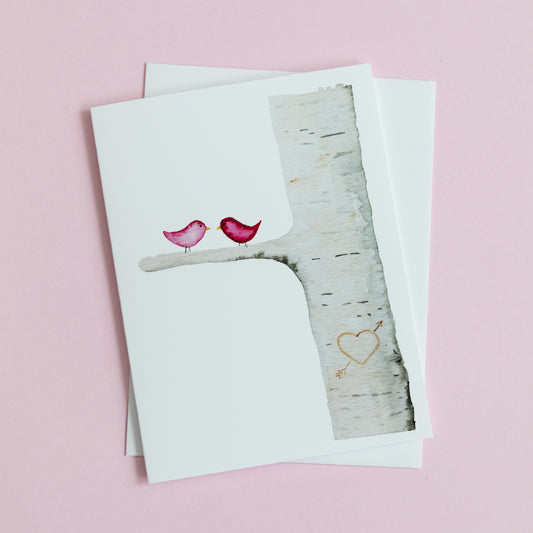 Love Birds in a Tree Love Theme Greeting Card