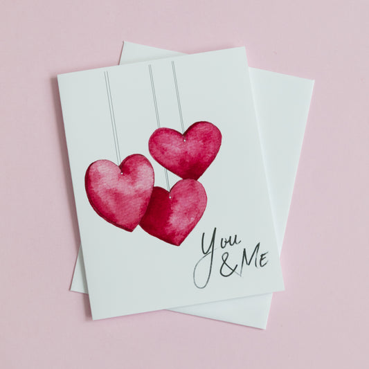 Valentine's Day 'You & Me' Hanging Hearts Card