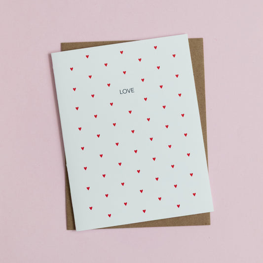 'Love' Red Heart Pattern Friendship Card